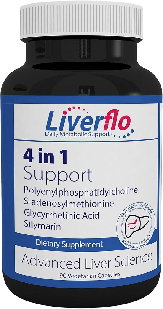 核糖体活体Flo Liver支持PPC 聚苯二甲酰磷酰胆碱 S-adsnosylmethionine Glycyrrhtinic酸 Silymarin 补充植物素 Capsules