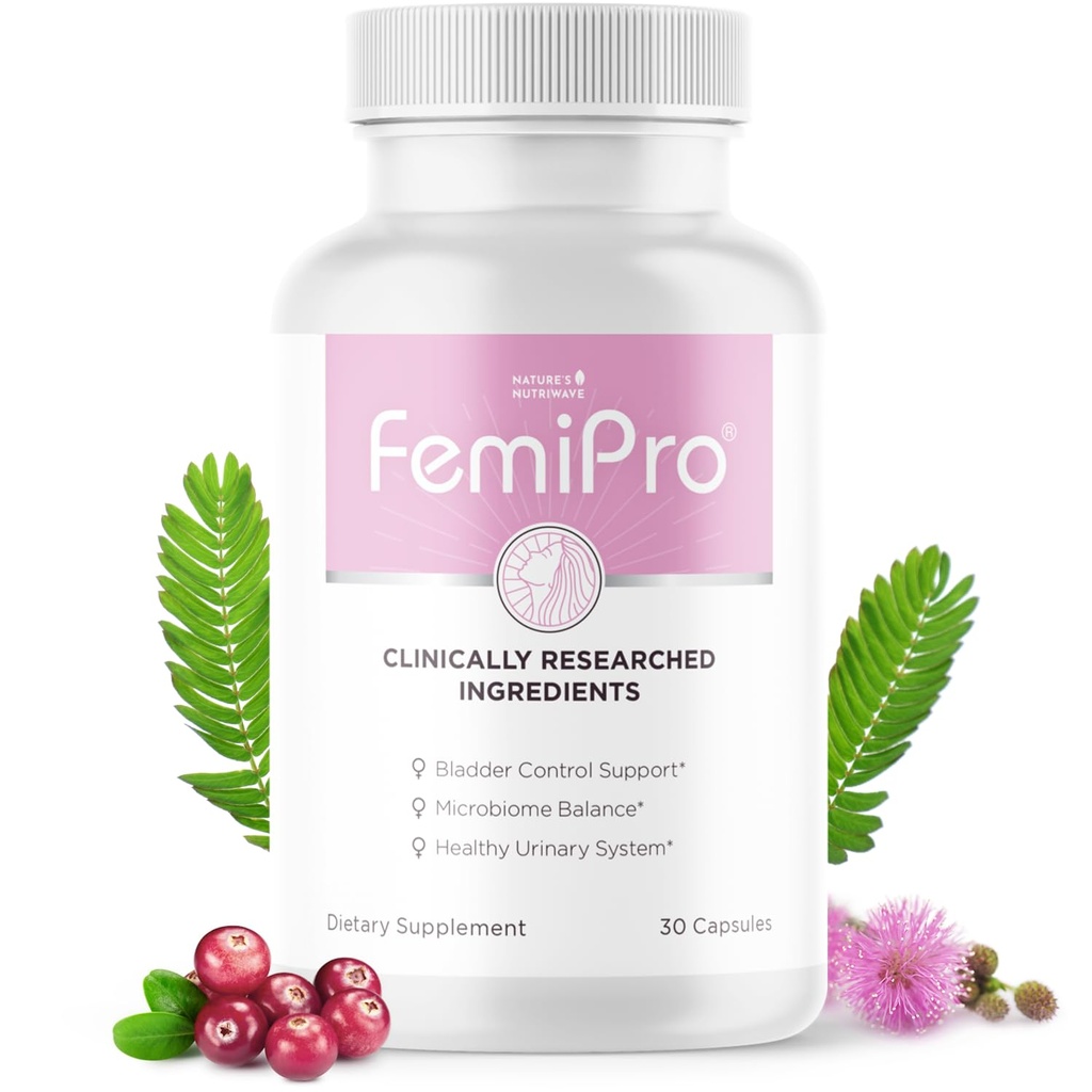 Femipro Bladder 女性和男性控制补充剂、天然草药和良药混合剂、支持 Urinary Tract 健康与微生物平衡 — — 在美国非GMO公司制造,30 Capsules, 1个月供应