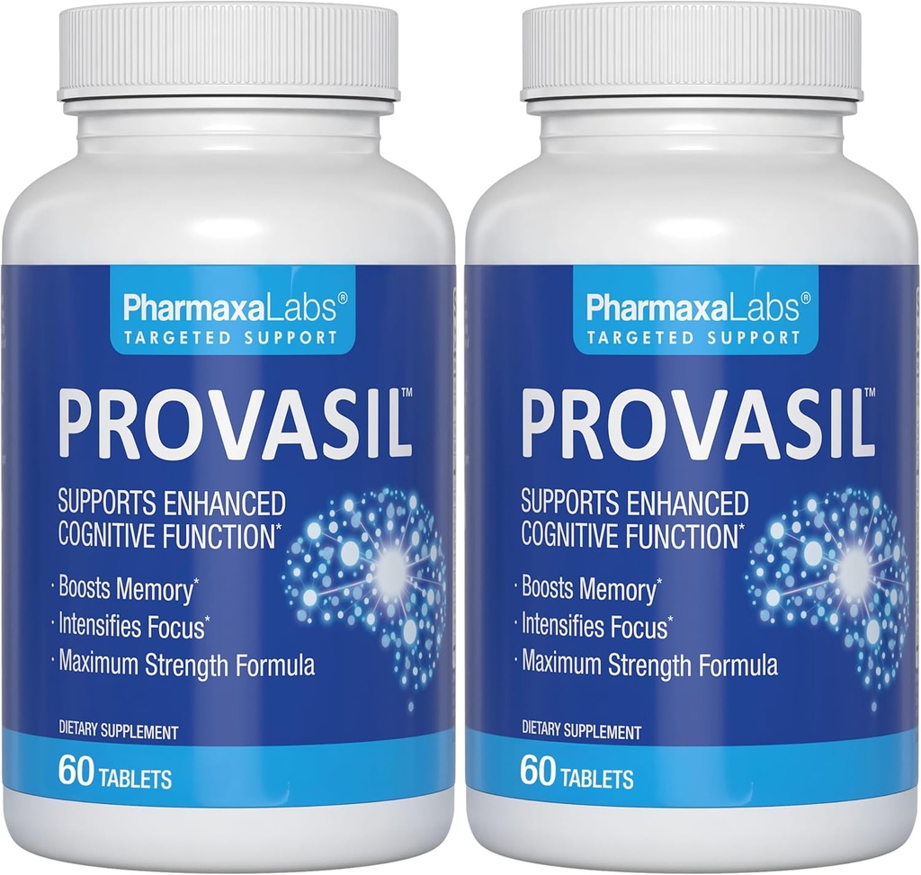 Provasil Brain Supplement for Memory, Focus, Mood & Concentration | Ginko Leaf Flavonoids, Bacopa Monnieri & Biotin | Improve Mental Performance, Attention & Cognitive Health (Pack of 2)