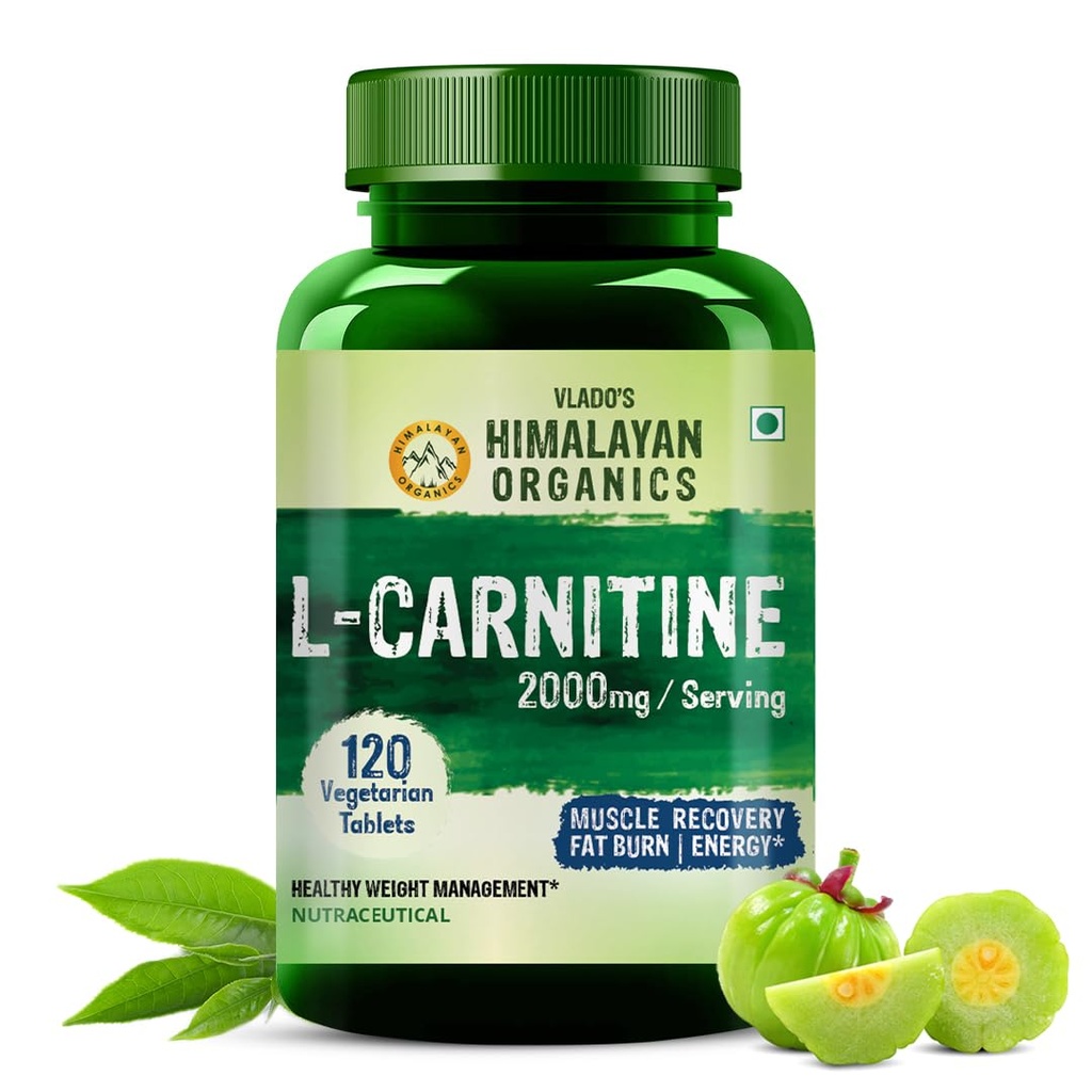 喜马拉雅有机物 L-Carnitine L-Tartrate 与绿色茶叶提取 2000 Mg → 健康体重管理 → 支持肌肉恢复,助力能量,耐力和脂肪燃烧 - 120 蔬菜片