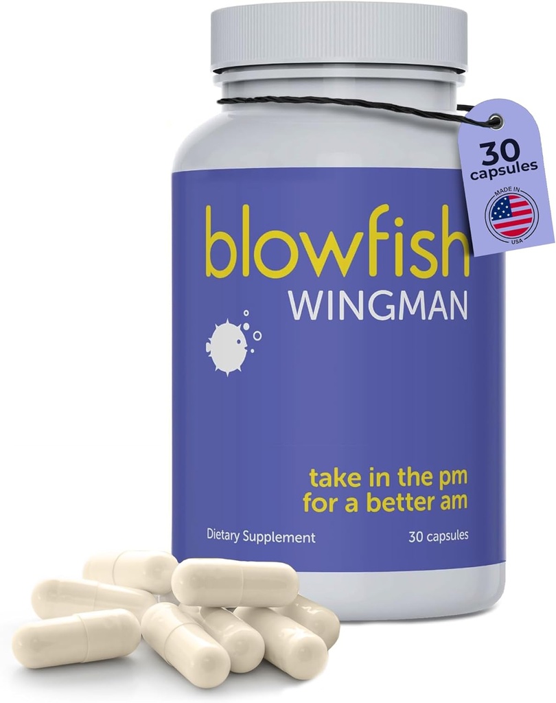 Blowfish Wingman 与 DHM, L- Cysteine, & Electrolytes 一起喝酒后感觉更好 – 预 Alcohol Liver 支持和水分