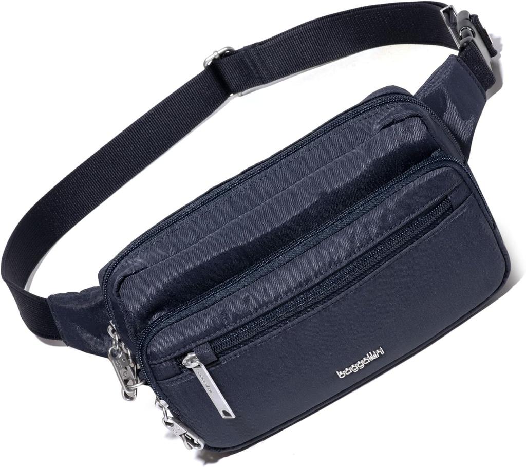 Baggallini Secetex 反盗窃带 范妮包 女性 RFID 钱包 锁定Zipper-Travel 包包 十字架