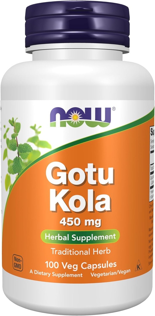 Now Foods Supplements, Gotu Kola (Centella asiatica) 450 mg, 草药Supplements, 100 Veg Capsules (英语).
