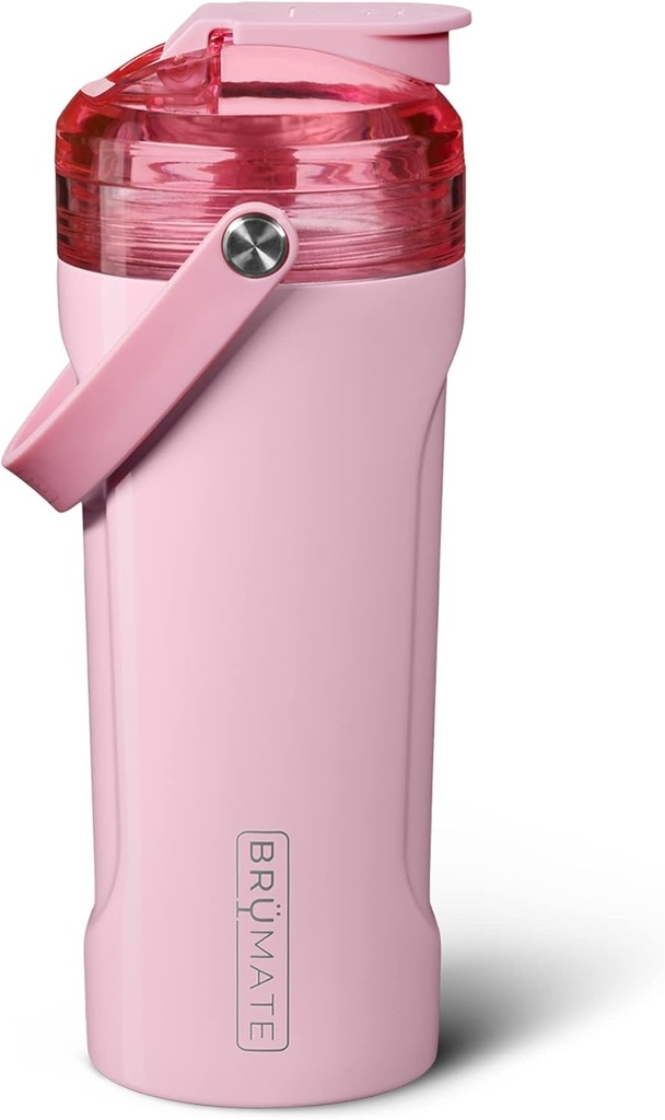 BrüMate MultiShaker Blender 摇摆瓶 100%防渗漏无色钢 + 预工前和蛋白质摇摆瓶 26oz (Blush)