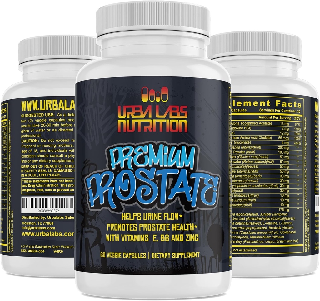Urbalabs Premium 前列腺补充剂 前列腺公式 Saw Palmetto 天然前列腺健康 减少前列腺炎 Urinary Tract 支持南瓜种子最大强度