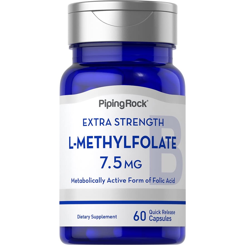 管道岩 L-Methylfolate 7.5 mg → 60 Capsules → 额外强度补充 → 活性叶酸 → 非GMO,无胶质
