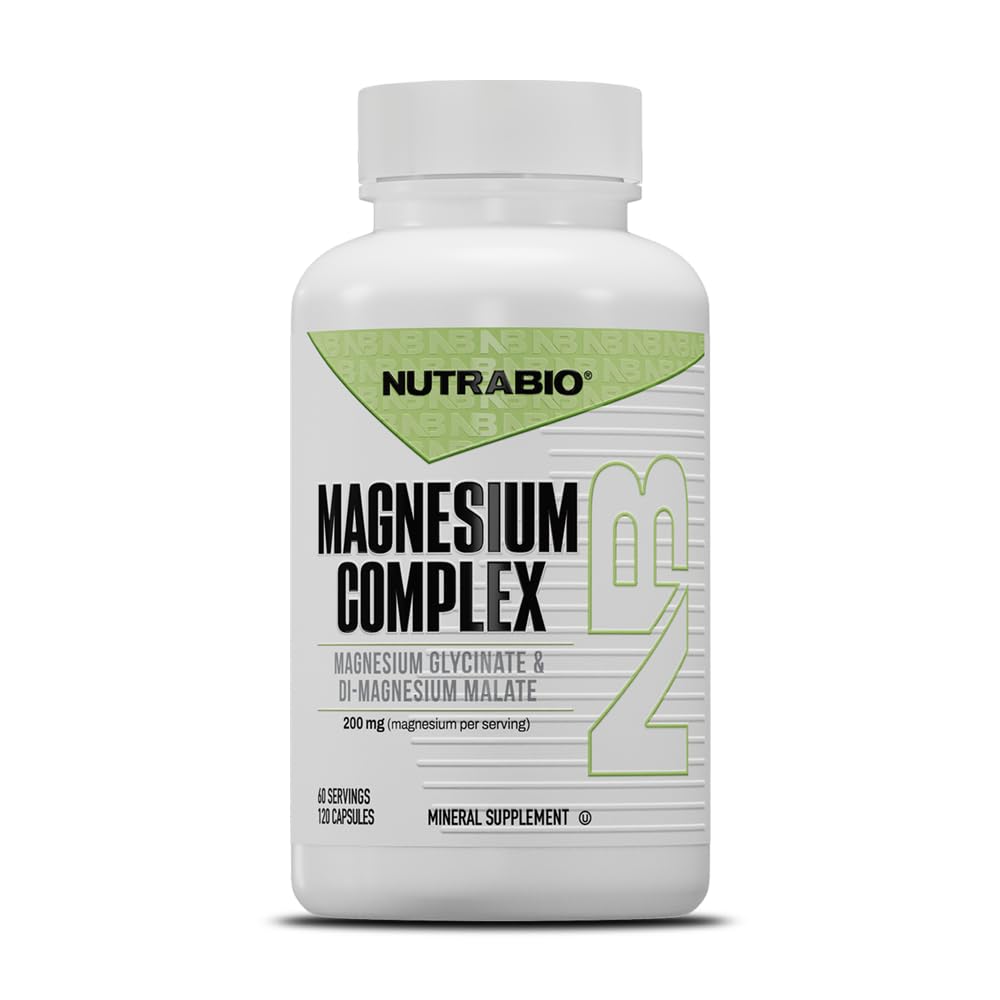 NutraBio Magnesium 补充剂,甘化镁用于睡眠,大霉素,D-Magnesium Malate,肌肉和神经支持,供男子和妇女使用,120个蔬菜罐头
