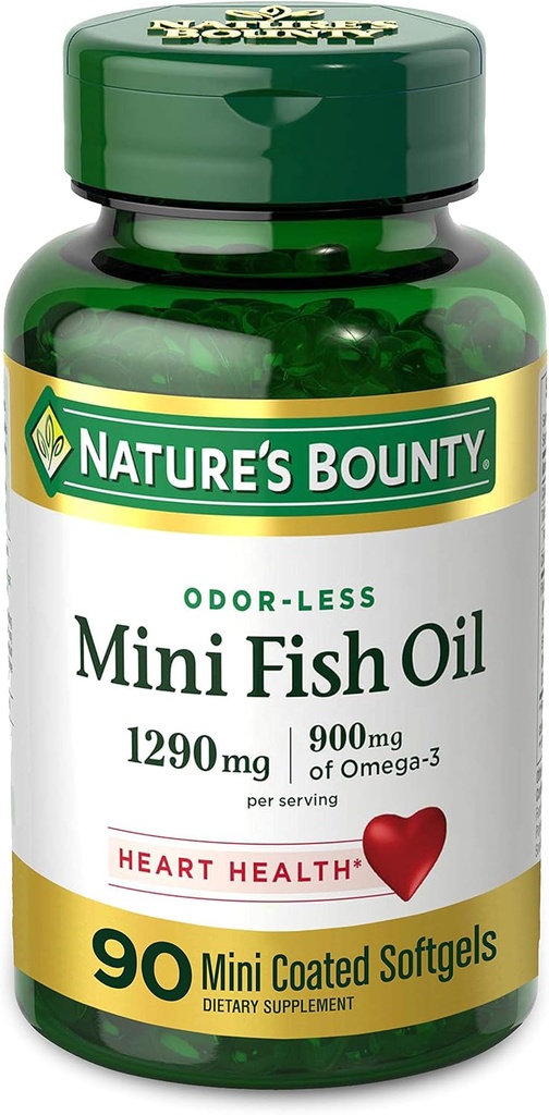 大自然的丰盛小型鱼油,1290mg,900mg of Omega-3,90 Softgels