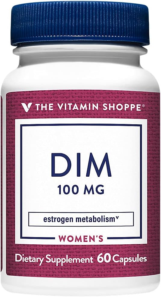 维生素店 DIM 100MG 配有 Bioperine Black Pepper 提取,支持雌激素代谢促进妇女健康(60 Capsules)
