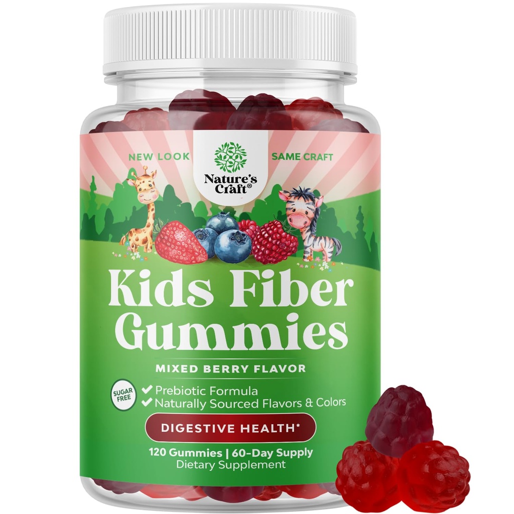 儿童高生前纤维-消化和便秘的饮食纤维补充剂-Chicory Root Kids Imune Gummys-Non-GMO & Vegan 消化营养补充剂-120