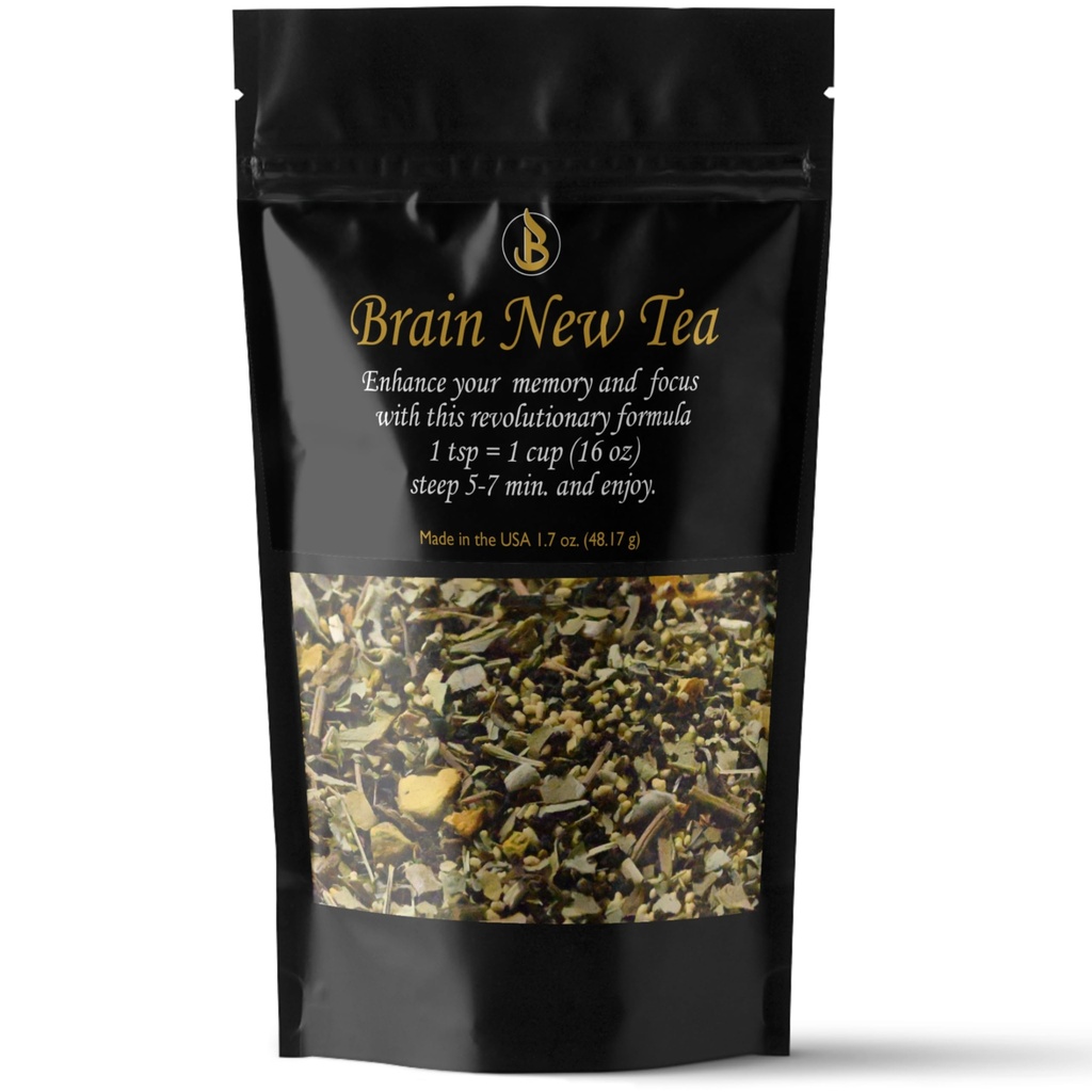 Brain New Tea - Mental Clarity, Conference for Memory & Focus Boost, Nootropic, Bacopa的脑雾解脱, Yerba Mate, Rhodiola Rosea, Gingko Biloba, Gotu Kola, Reishi.