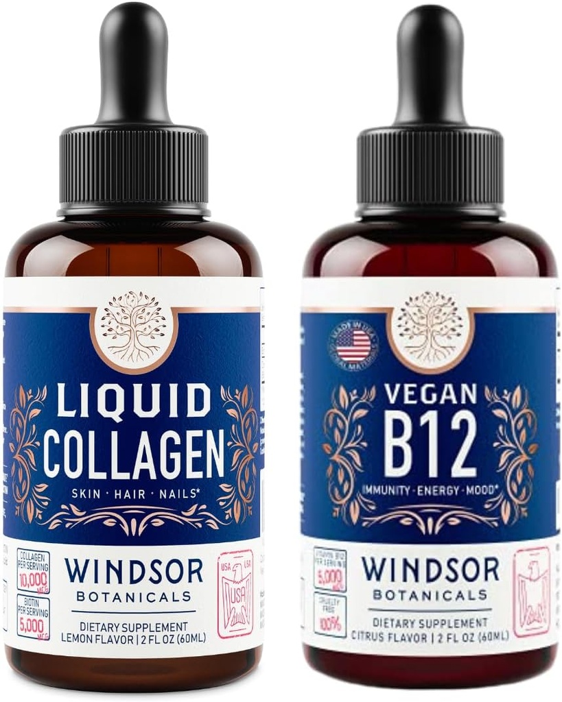 WINDSOR BOTANICALS 维生素B12 含有生物锡的液体和液体凝胶-能源与健康包