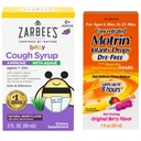 Motrin和Zarbee的婴儿基本药物 婴儿集中液态药物 与Ibuprofen和Zarbee的婴儿咳嗽 + Syrup + Immune 与有机Agave + 锌