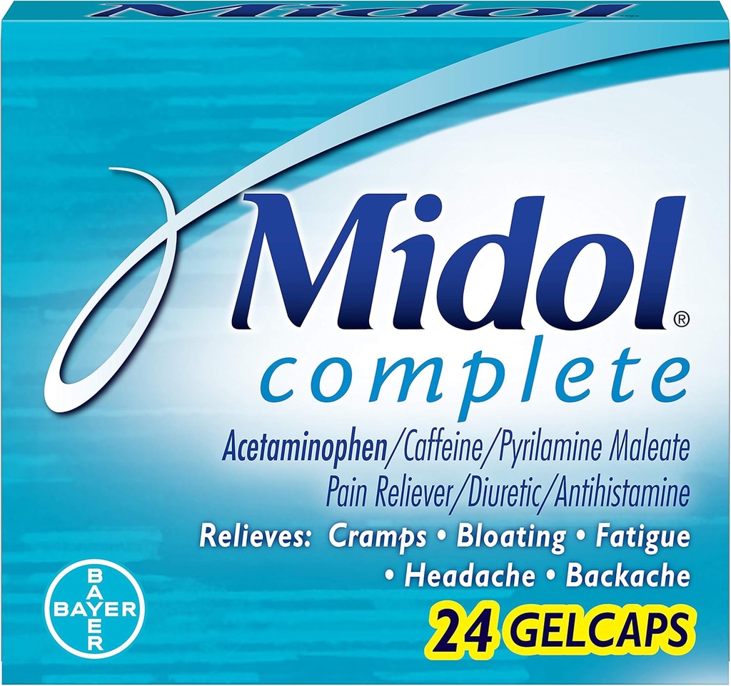 Midol Menstrl Glcap 尺寸 24s Midol 最大强度 月经完全疼痛缓解