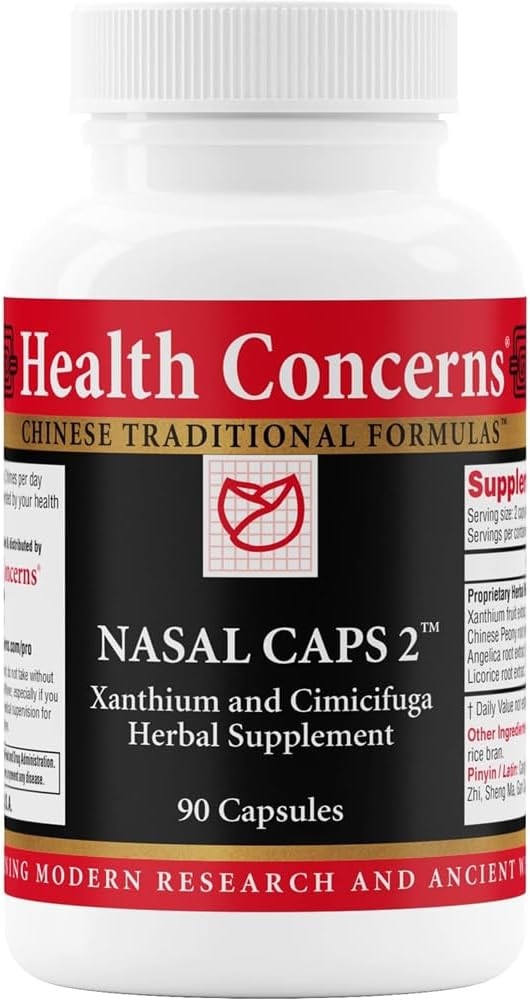 健康关切 鼻罩 2 – Sinus & Nasal 支持补充 – Nose Contracting & Sinus 压力支持 – 传统中文配方 X, & Cimicifuga – 90 Capsules