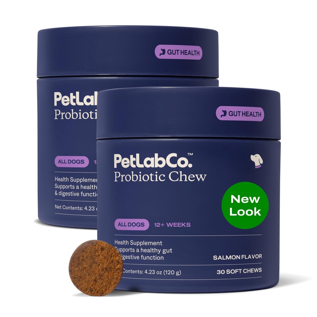 PetLab Co. 狗的抗生素,支持Gut健康,偶发腹泻,消化性健康与季节性过敏 - 沙门火焰 - 包装 May Vary - 30 Soft Chews Pack of 2