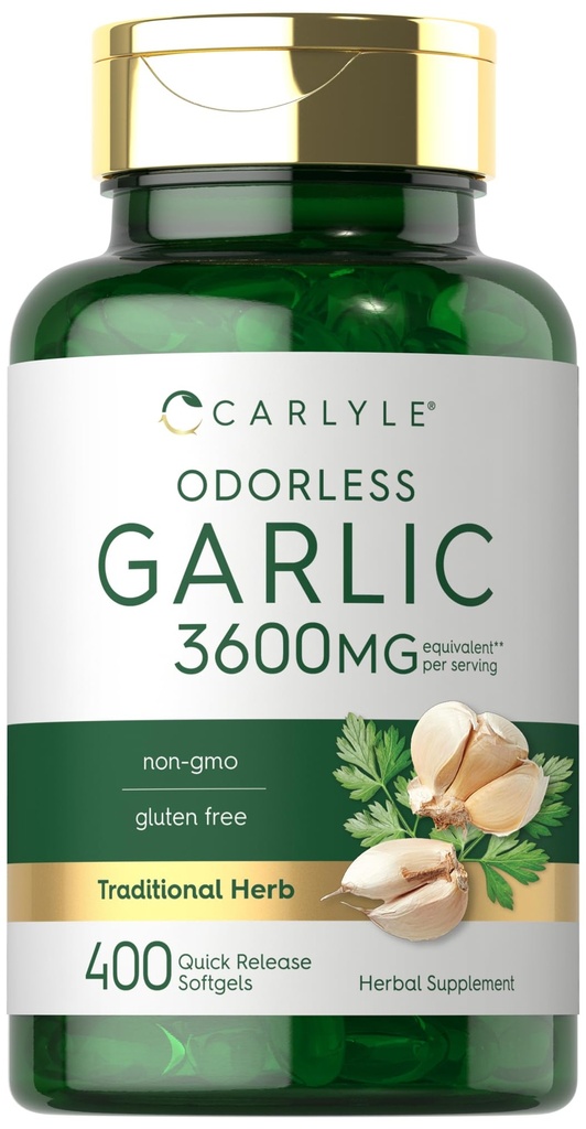 卡莱尔无线大蒜软胶 3600 mg → 400 伯爵 Allium Sativum Bulb → 非 GMO, Gluten Free Supplement