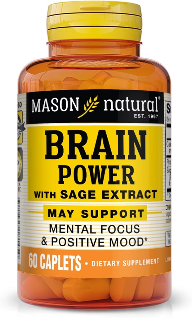 MASON 天然脑电源与 Sage 提取 & Calcium, 正常精神焦点和Mood 支持的每日补充, 60天供应