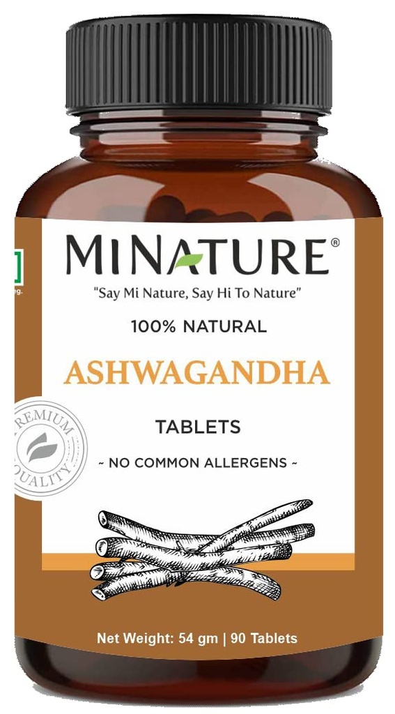Ashwagandha平板电脑 - 90平板电脑, 1000 mg by mi Nature → 45天供应 100% 天然 Ashwagandha → Vegan → 来自印度