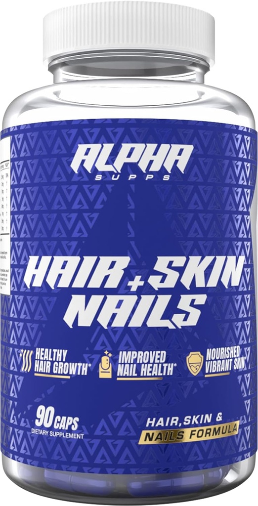 Alpha Supps Hair, Skin, and Nails Supps for Women - 活力HSN 健康与强力与生物素,Collagen, 和维生素支持毛发生长, 瘦瘦, 和皮肤辐射 - 90 Capsules