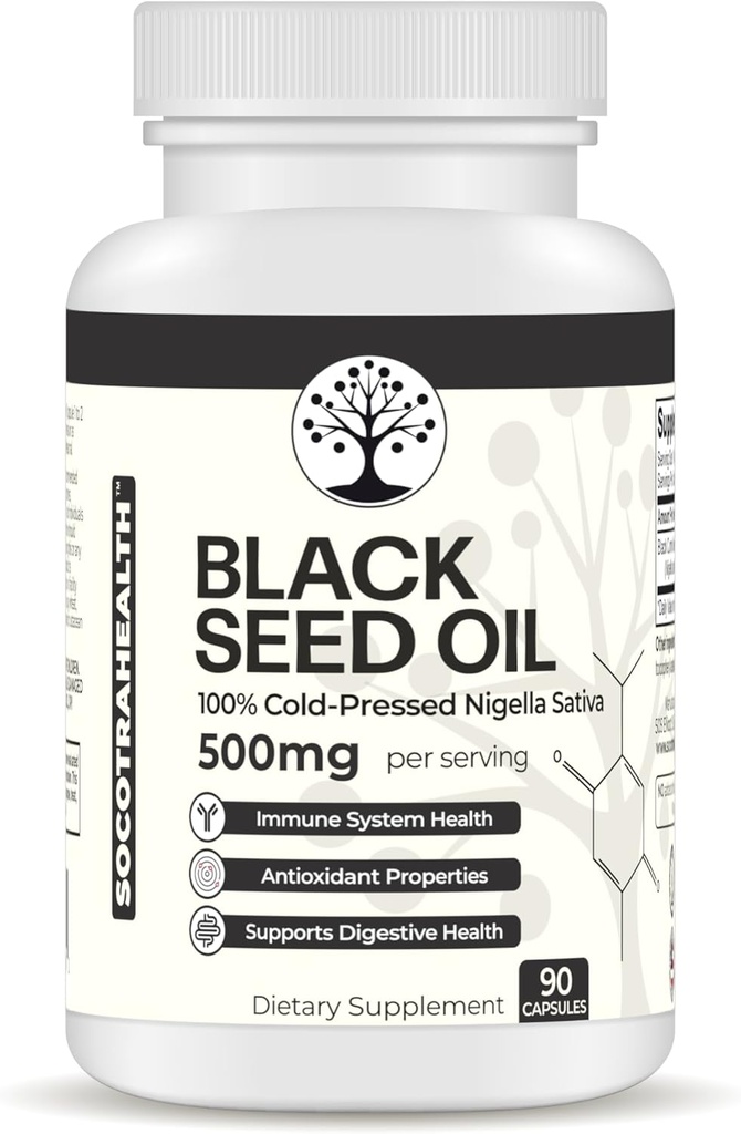 黑种子油 -- -- 100%冷淡黑Cumin Nigella Sativa -- -- 抗氧化剂、免疫剂和消化系统支持 -- -- 非GMO、Gluten Free -- -- 每服500毫克 -- -- 90 Vegan Capsules