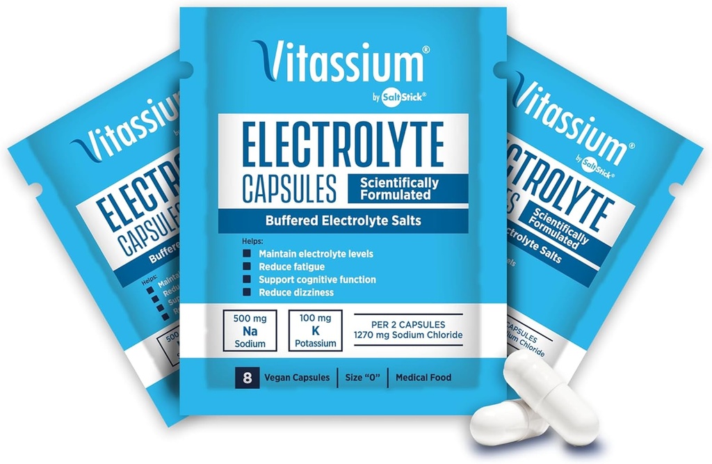 Vitassium Capsules, POTS综合症症状饮食管理用电解质(500mg Sodium - 100mg Potassium),240 缓冲盐 Capsules