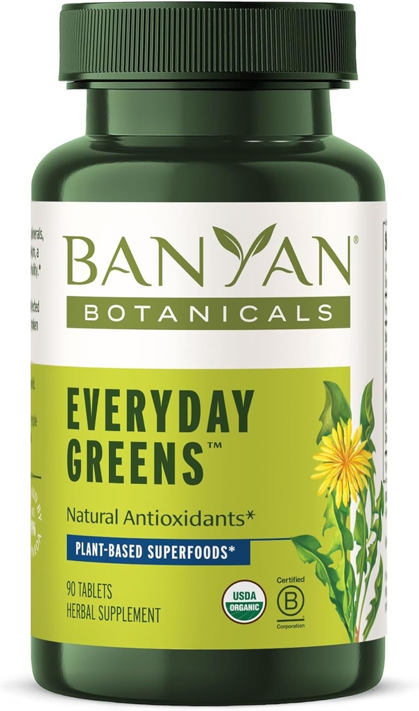 Banyan植物学 每日绿地 – 有机超食品片 – 维生素,矿物和抗氧化剂的自然来源 – 支持优化能源与健康 * – 90片 – 非GMO 可持续来源 Vegan