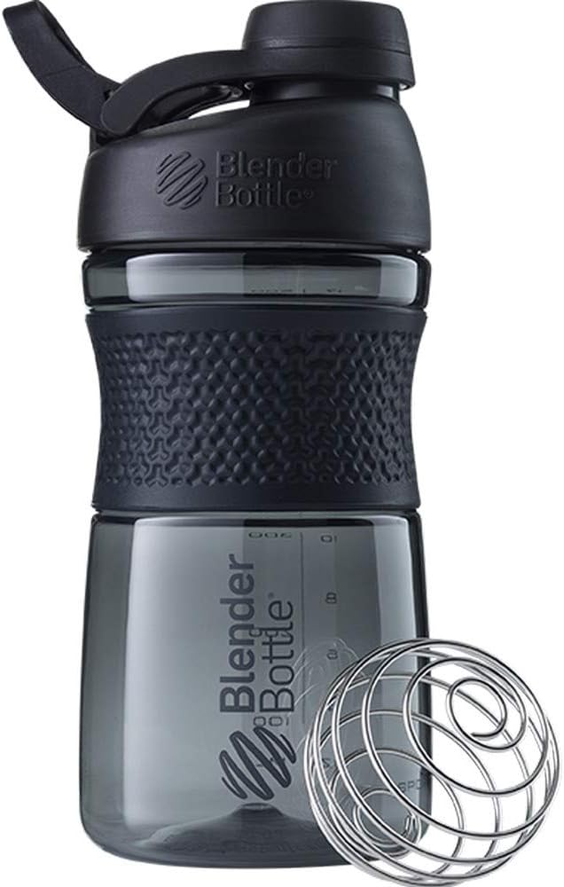 BlenderBottle 20-Ounce 玫瑰和黑色蛋白质摇摆瓶装有BlenderBall Wire Whisk