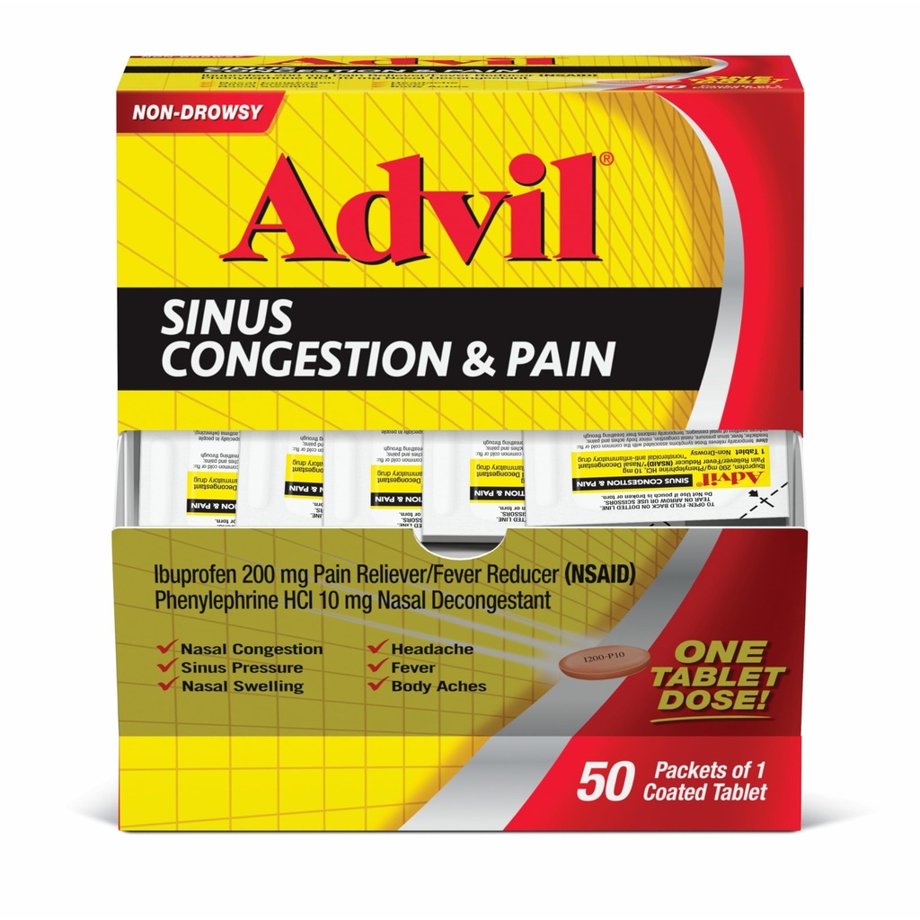 Advil Sinus Conception and Pain, Sinus Relief Medicine, Pain Reliefer and Fever Reducer with Ibuprofen and Phenylephrine HCl - 50 Coated tables (英语). 休眠药 休眠药 止痛药 止痛药 止痛药 止热药 止痛药 止痛药 止热药 止热药 止痛药 止痛药 止痛药 止痛药 止痛药 止痛药 止痛药 止痛药 止痛药 止痛药 止痛药 止痛药 50