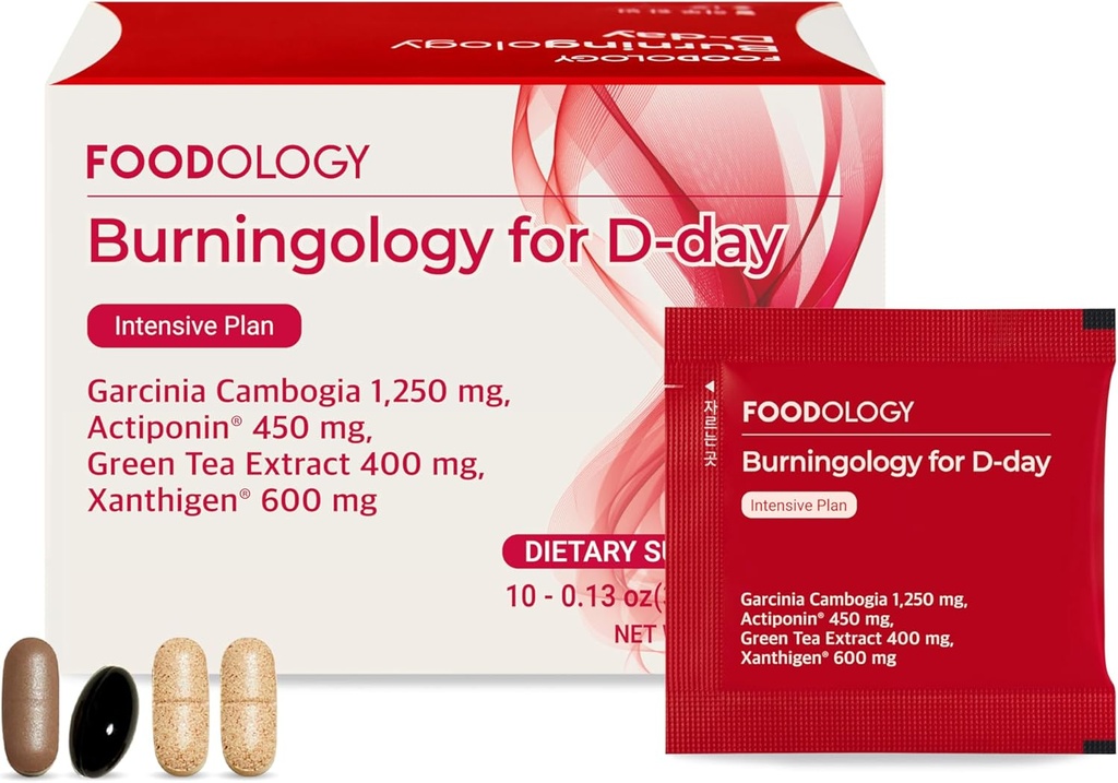 FOODOLOGY 燃烧学 D-Day,女性和男性的嗜好抑制剂,Boost Mood,支持体重损失和燃烧卡路里,Garcinia Cambogia 补编,绿茶提取 - 10包