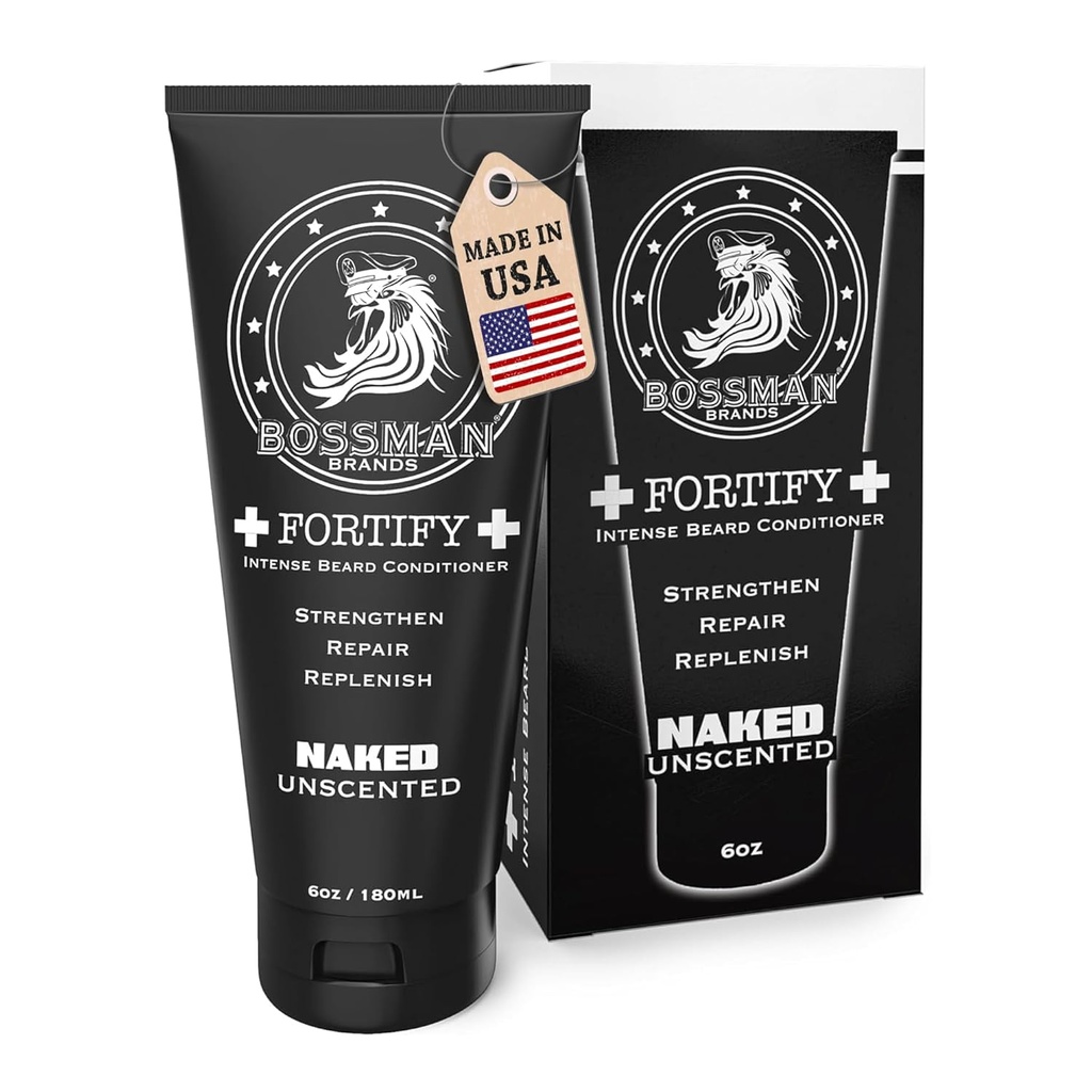 Bossman)强化了男性的强力胡子条件(Naked-Unscented) – Moisturizes, Replenishes & Protections with Natural Infements – Thicker Formulals,美国制造