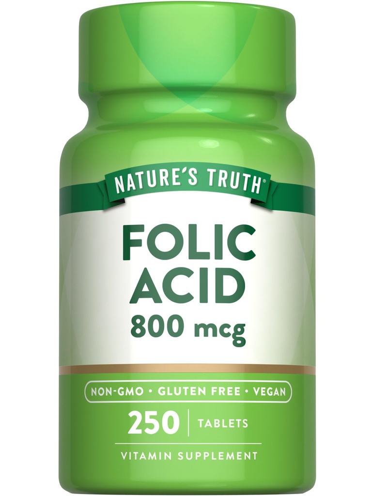自然界的真菌酸 | 800 mcg | 250 平板电脑 | Vegan, Non-GMO & Gluten Free Supplement