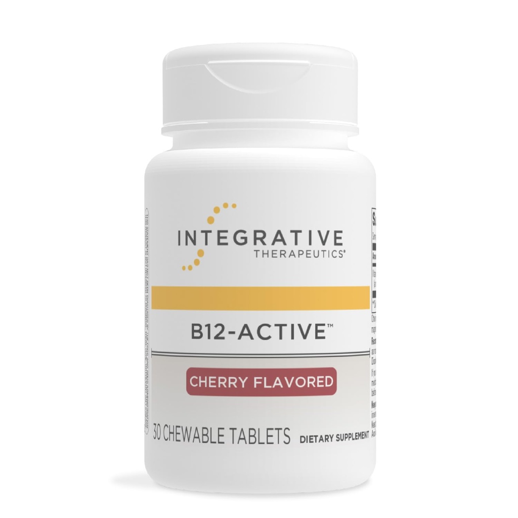综合疗法 B12-Active - B12 Nerve功能支持补充* - Chewable Support - 乳品,豆类和糖类无味 - Cherry Flavored, 30 张Chewwits (30种服务)