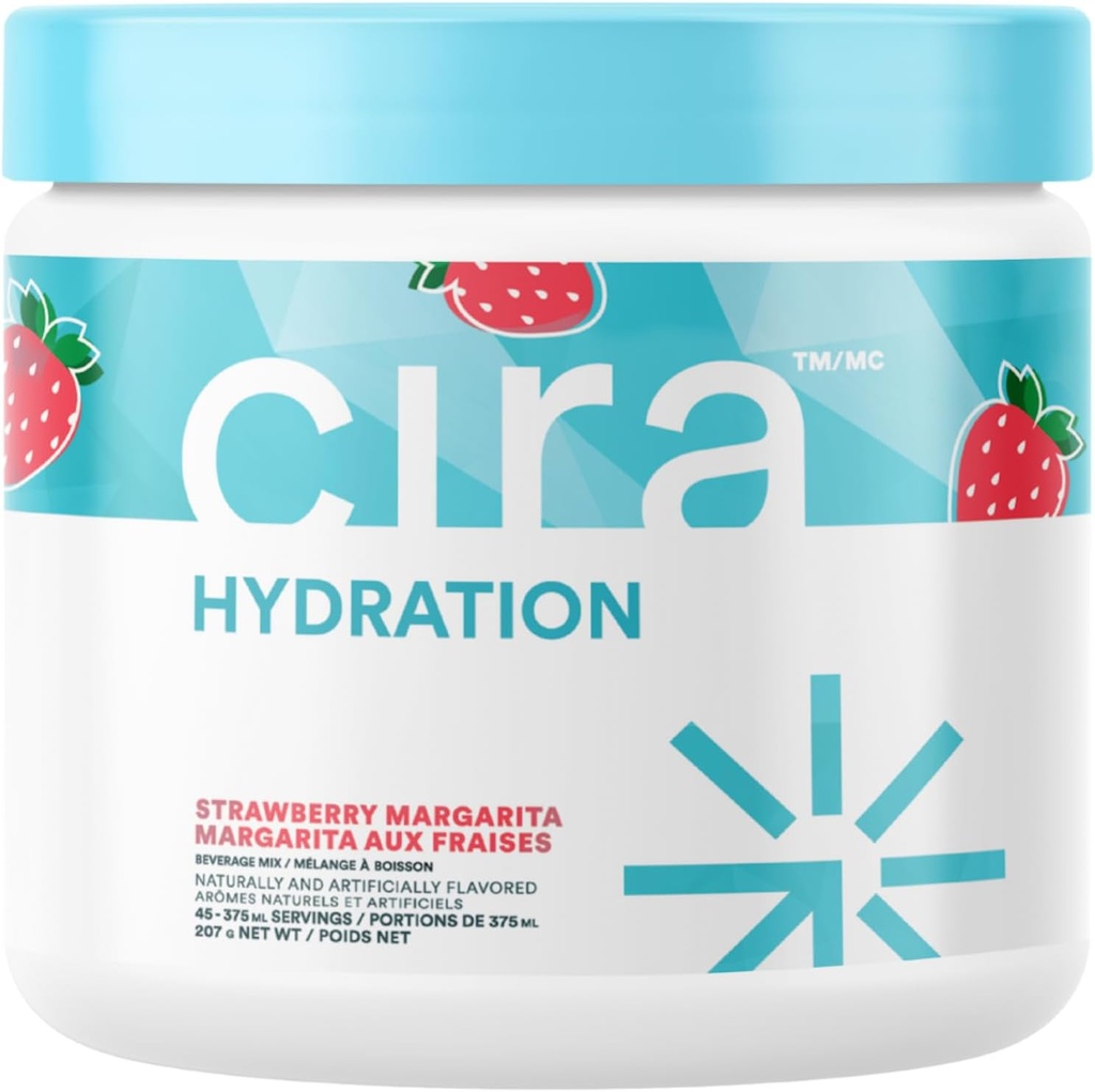 Cira水解粉(45种服务) - 电解质饮料与喜马拉雅盐混合,用于脱水救济和恢复 - 草莓玛格丽塔