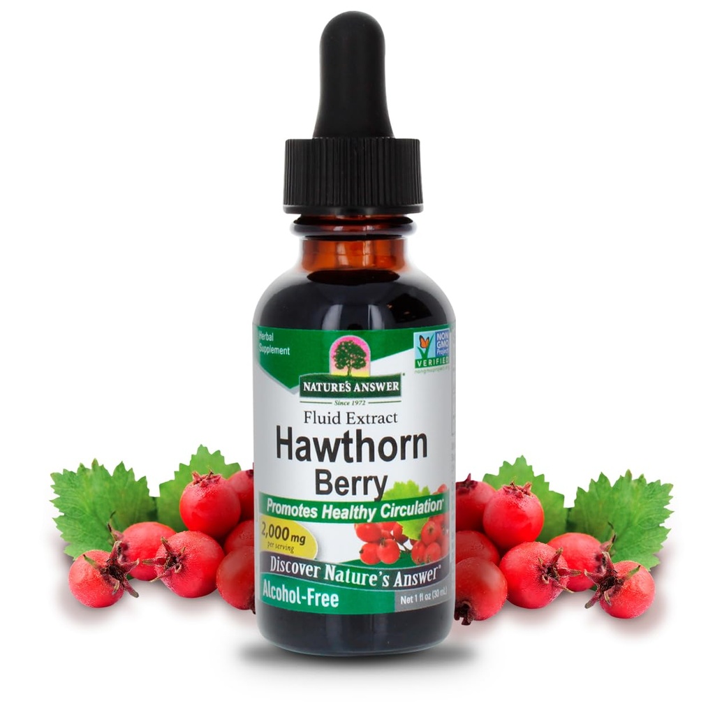 (原始内容存档于2017-09-21). Nature's Answer Hawthorn Berries QQ促进健康循环功能 QX帮助保持健康胆固醇水平 QX无糖、无酒精、Kosher认证和无防腐剂 1oz