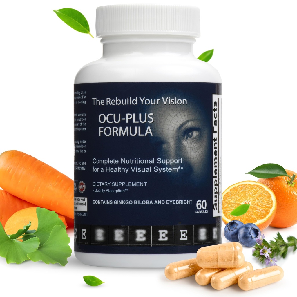 Ocu-Plus Formula – Eye Health Supplement with Lutein & Zeaxanthin – Supports Visual Clarity, Night Vision & Macular Health – with Bilberry, Ginkgo Biloba & NAC – 60 Capsules