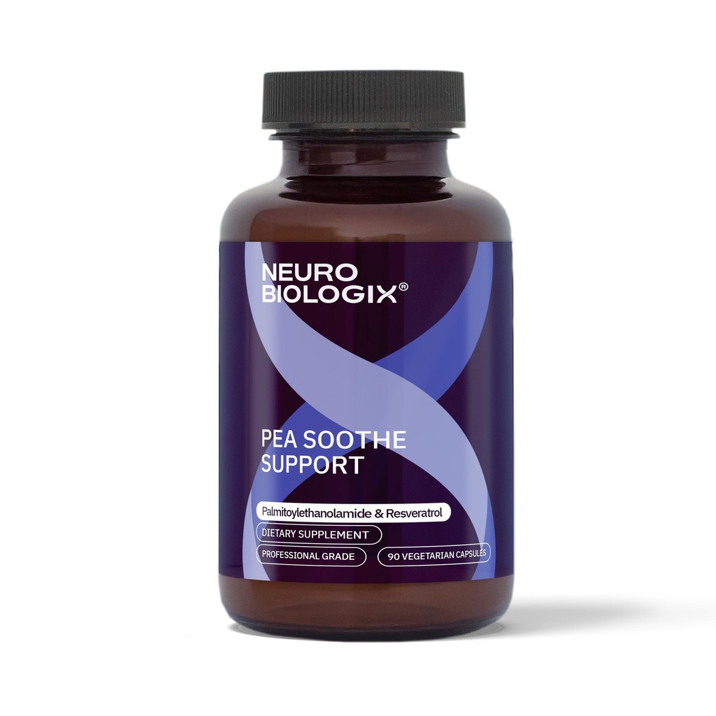 PEA Soothe支持自然救济方案 -- -- PEA 补充PEA和Resveratrol,以支持神经功能和降低敏感性 -- -- 促进恢复、精神清晰、能源和日常平衡