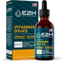 E2H 维生素 D3 & K2 免疫支持补充剂 - 液体维生素 D35,000 IU - 在美国制造 - 非GMO, Vegan - 120 服务