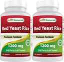 最佳自然品 红酵母大米 1200 mg(非GMO) 120 片(120个计数(包2))