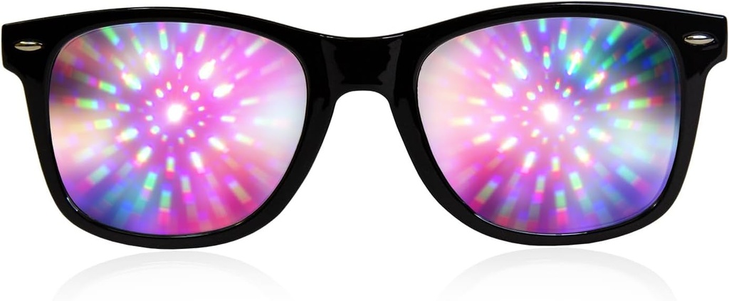 GloFX 黑框架 Halo Diffraction Glass – Halo 光线效应激光瞄准镜, Raves 和 Festival 的持久和灵活