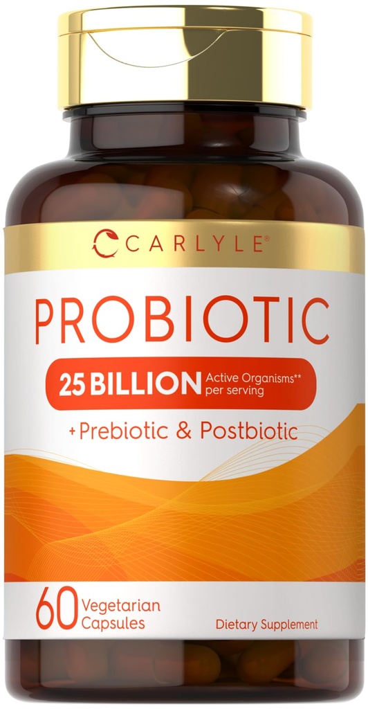 Carlyle Probiotic with Prebiotics & Postbiotics = 25亿 CPU = 60 capsules = 女性和男性补充药 = 蔬菜,非GMO和Gluten Free