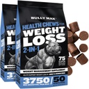 BULY Max 2-in-1 狗健康 体重与健康 咀嚼 – 成人与老年狗的软咀嚼 – 支持文摘,能源,健康身体体重 – 2 包(每包75克)