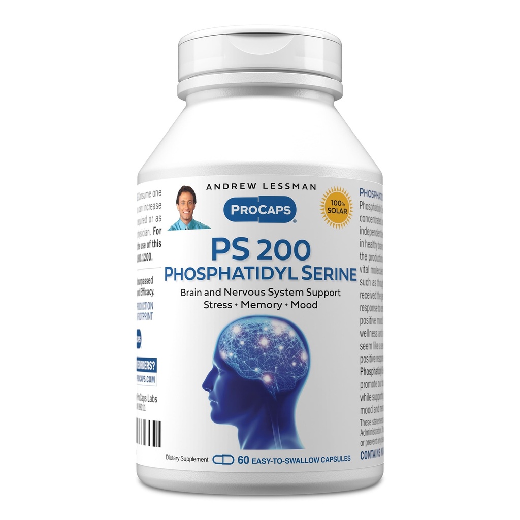 Andrew Lessman PS 200 Phosphatidyl Serine 60 Capsules - 支持精神清晰,阳性摩擦,记忆,认知函数. 对神经递质的生产和释放至关重要。 无附加