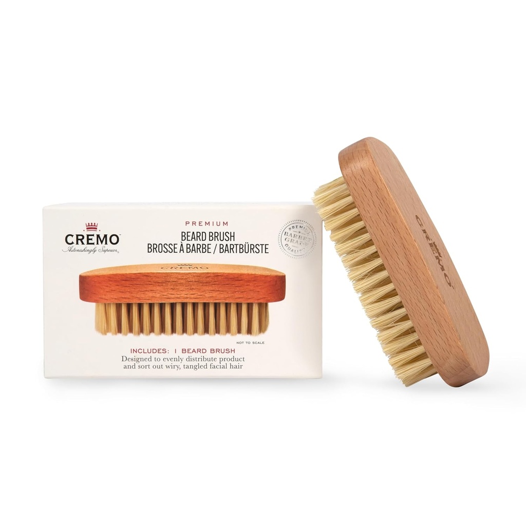 Cremo Beard 附属设备, 100% Boar Bristle Beard Brush with Wood Handle - 形状, 样式和 Groom Any Long Facial 头发