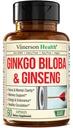 亚洲Ginseng和Ginkgo Biloba 补编 – Panax Ginseng 摘录 700mg + Ginko Biloba 720mg – Notropic Brain 补充记忆,聚焦和可持续能源 – 60 易向吞的卡普尔