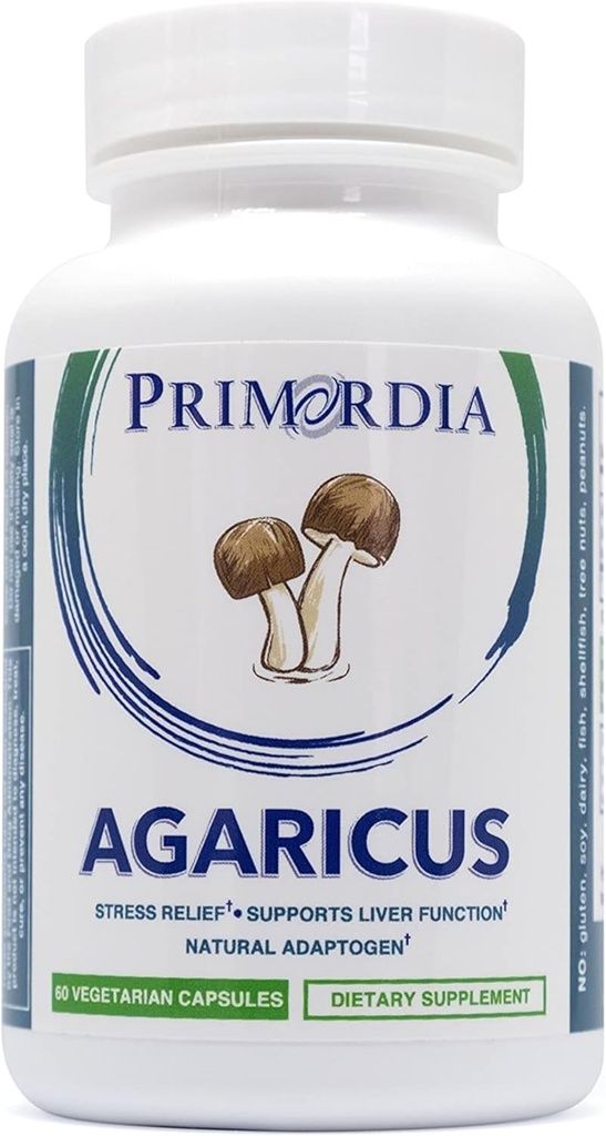 Primordia Pure Agaricus 蘑菇增刊,60 Capsules,液态发酵,Agaricus Blazei Murill 蘑菇,缓解压力,支持活人和免疫功能