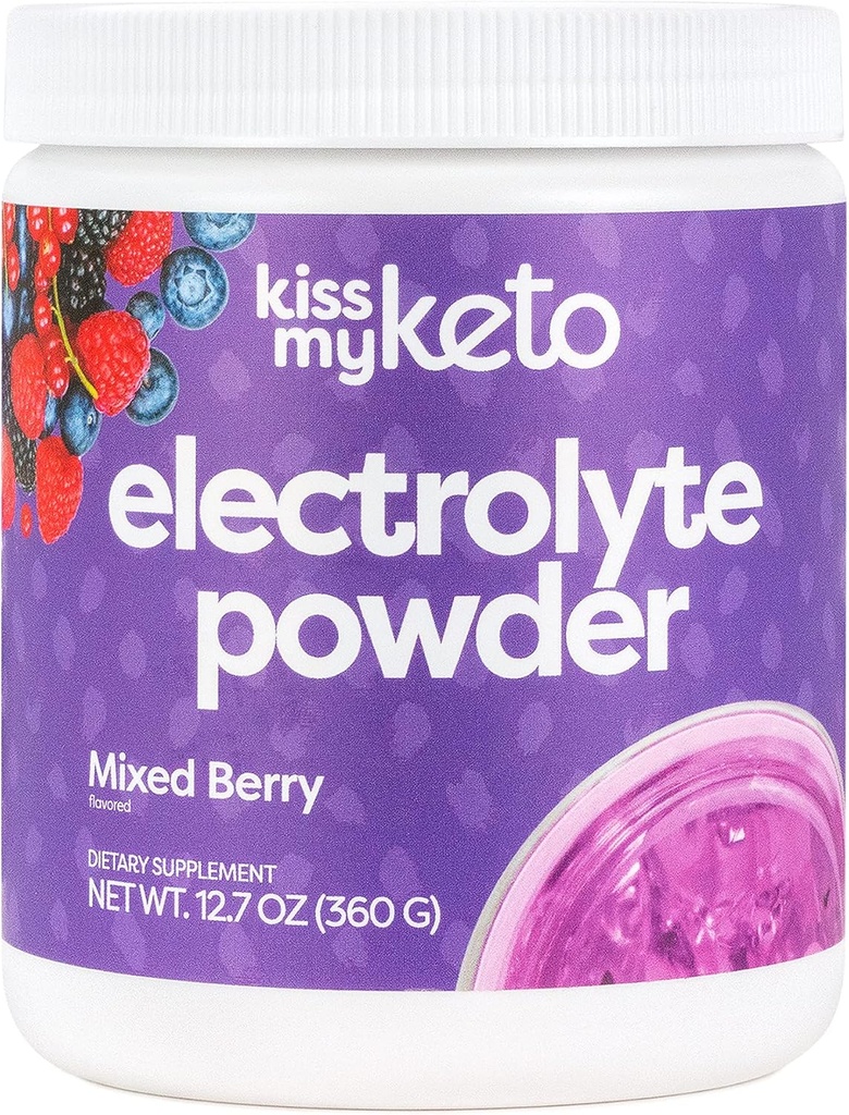 Kiss My Keto Electrolyte Powder – Mixed Berry, Supplements (90 services), 刷新水果, 水分饮料混合, 零卡布, 5卡罗里, 无糖, 12.7 Ounce