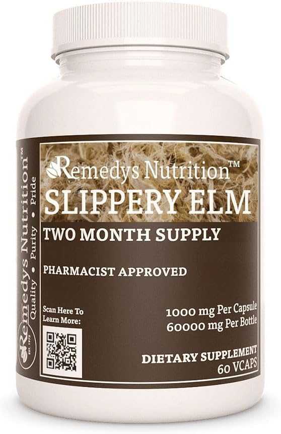 补救措施 营养 滑石 榆树 k 1 000 mg, 60 Vegan Capsules 草食补充 | 两个月供应