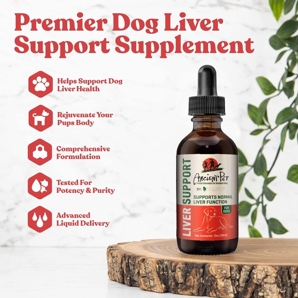 Ancient Pet Liver - Advanced Liver Support Supports for Dogs - 液体交付更好的吸收 - 牛奶硝酸盐,Dandelion, Artichoke & More!