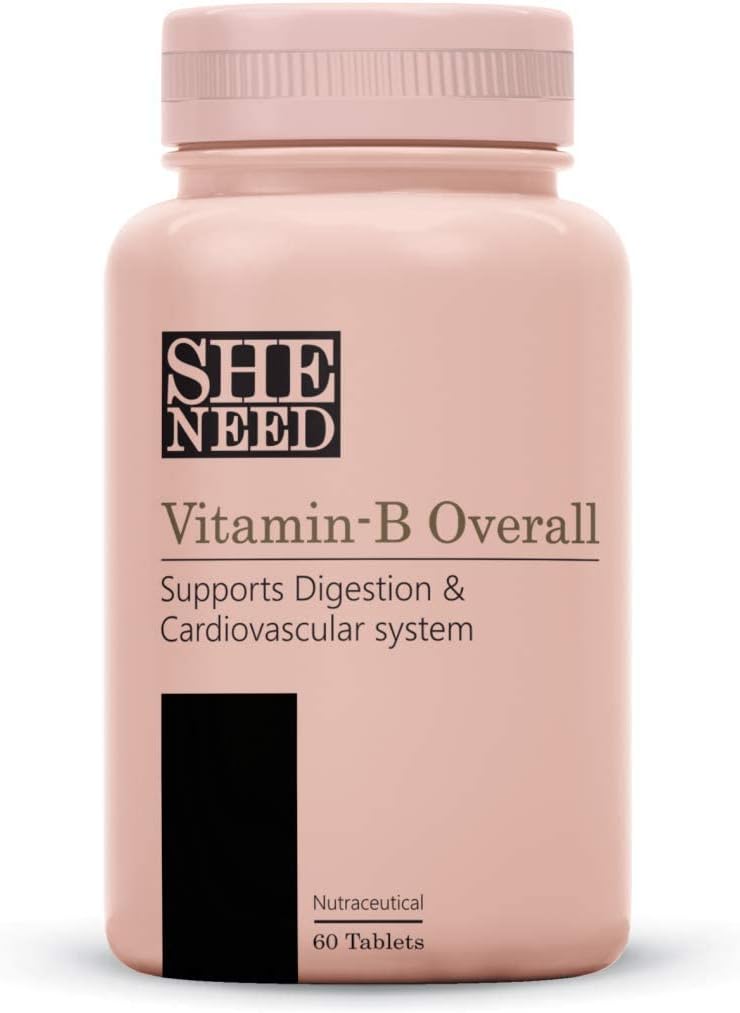 维生素-B 与维生素B1,B2,B3,B5,B6,B7,B9,B12 与VIT-C 能源,美丽的头发 |皮和钉子文摘 | 努蒂尔 男女健康功能 | 60 蔬菜片